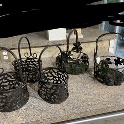 Vintage Style Metal Open Weave Wire Decorative Baskets – Mixed Set