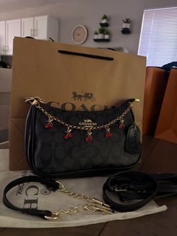 Beautiful Black Coach-Style Bag with Accessories – Amazing Price!