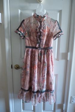 Pink Floral Ruffle Mini Dress (size xs)