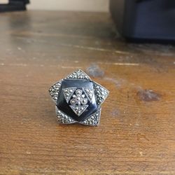 Sterling Silver 925 Black Woman's Ring Size 5 1/2