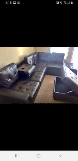 New Sectional With Storage Ottoman