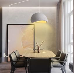 Jughtbo 15 Ft Long Cord Wabi Sabi Pendant Light Fixture Plug In With Dimmable Switch,Concrete Finish,Hanging Ceiling Lighting For Dining Room,Kitchen,