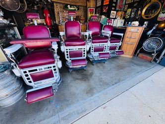 4 Matching Refurbished Kochs Antique Vintage Barber Barbershop Chairs
