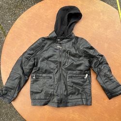 Urban Republic Boys Jacket Black Hooded Faux Leather Size S (8)