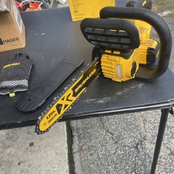  treated wood using DEWALT® DCB205 battery. TOOL ONLY St...ap DEWALT 20V MAX 12in. Brushless Cordless Battery Powered Chainsaw (Tool Only)
