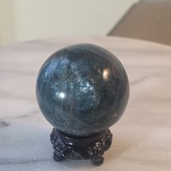 0.6 Lb (255g) Flashy Blue Apatite Sphere Quartz Crystal 