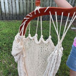 Set Of Two Beige Mexican Chair Hammocks