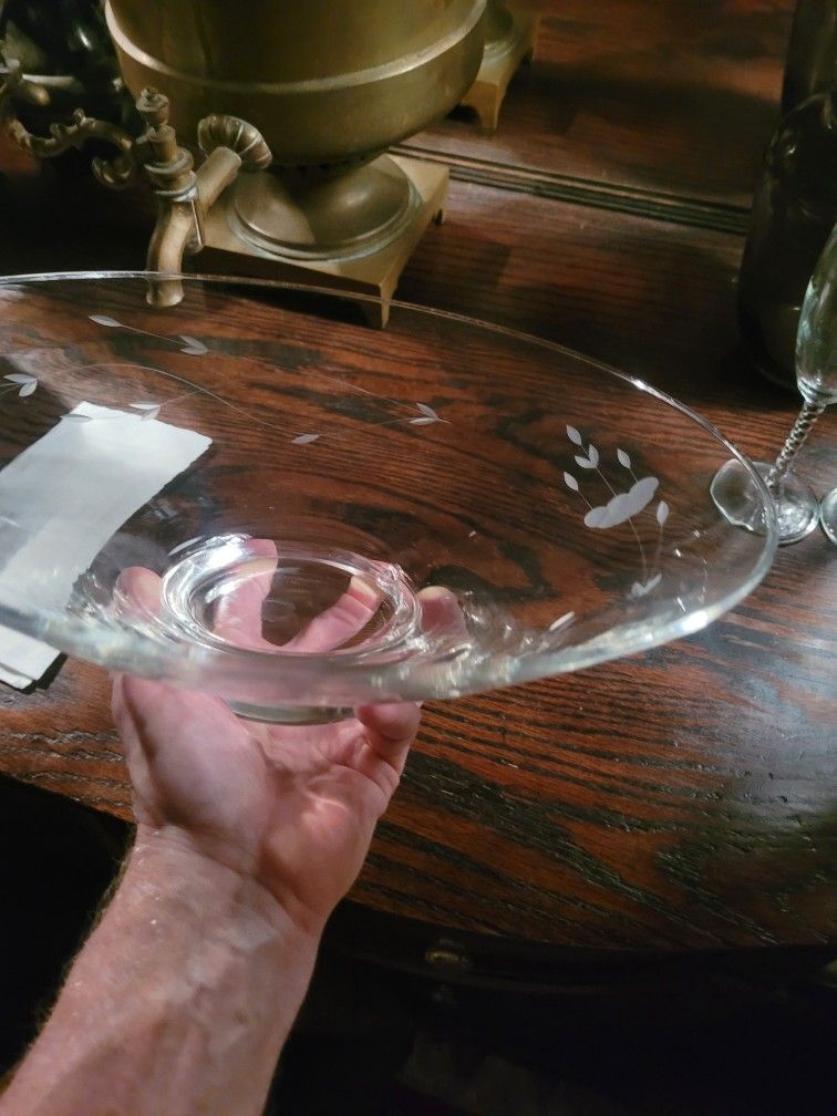 New engraved bowl Princess House 14" approx