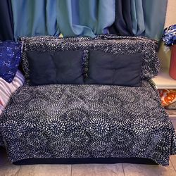 Microsuede Navy Blue Hide A bed Couch Small For Kids Room