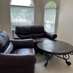 Leather Couch w/ Table