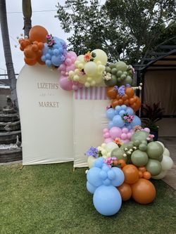 Balloon garland And Backdrop/She’s Off The Market Backdrop