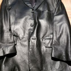 Alfani Leather Blazer / Jacket Medium Black