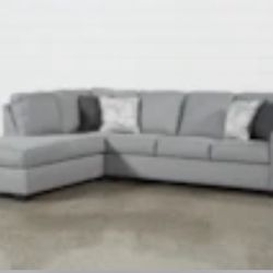 Grey Fabric 125" 2 Piece L-Shaped Sectional with Right Arm Facing