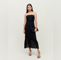 Reformation Black strapless dress