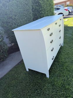 White Wood Dresser with Black Hardware