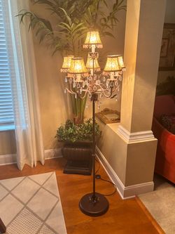 Elegant Vintage with GLASS teardrop crystals 5 light floor lamp