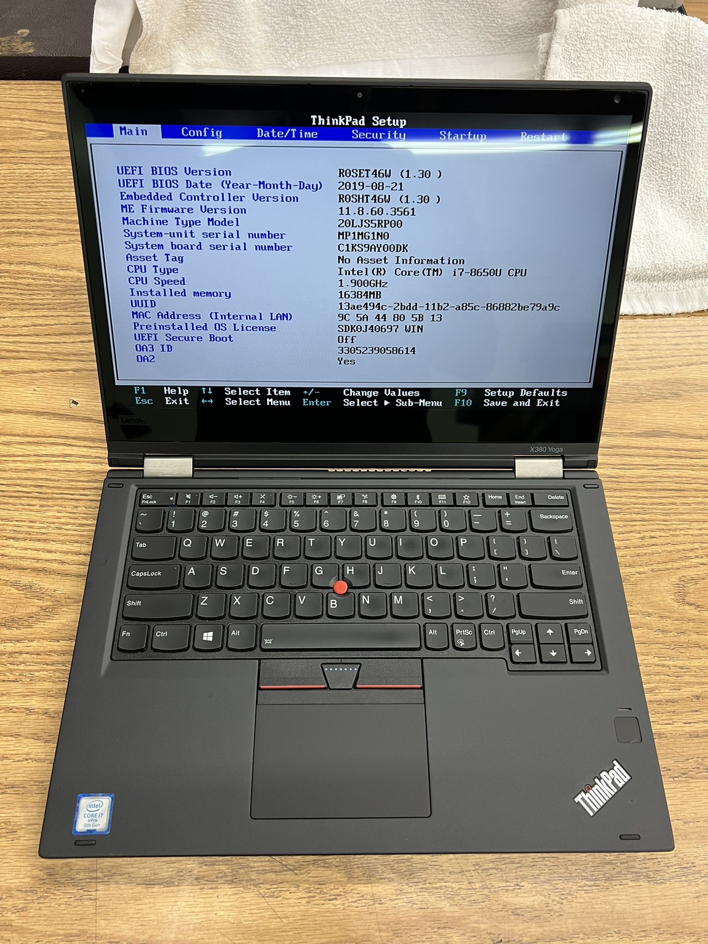 Lenovo Thinkpad X380 Yoga i7-8650 Laptop