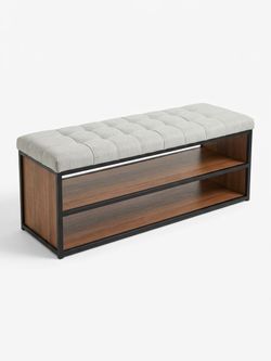 Wood bench with cushion