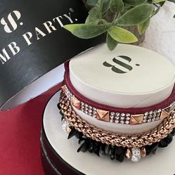 New 3 Bomb Party Black Gold Burgundy Celestial  Jewelry Bracelets Gift Present RETAIL PRICE $94 USD 