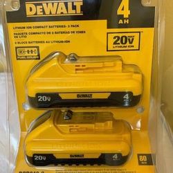 DEWALT 20-Volt Max 2-Pack 4 Amp-Hour; 4 Amp-Hour Lithium Power Tool Battery