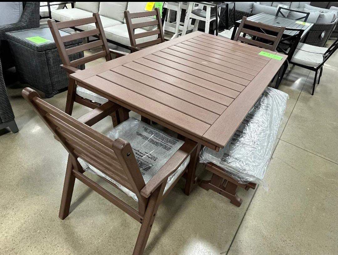 Ashley Emmeline Outdoor Table 4 Chairs with Bench Finance and Delivery Available 
