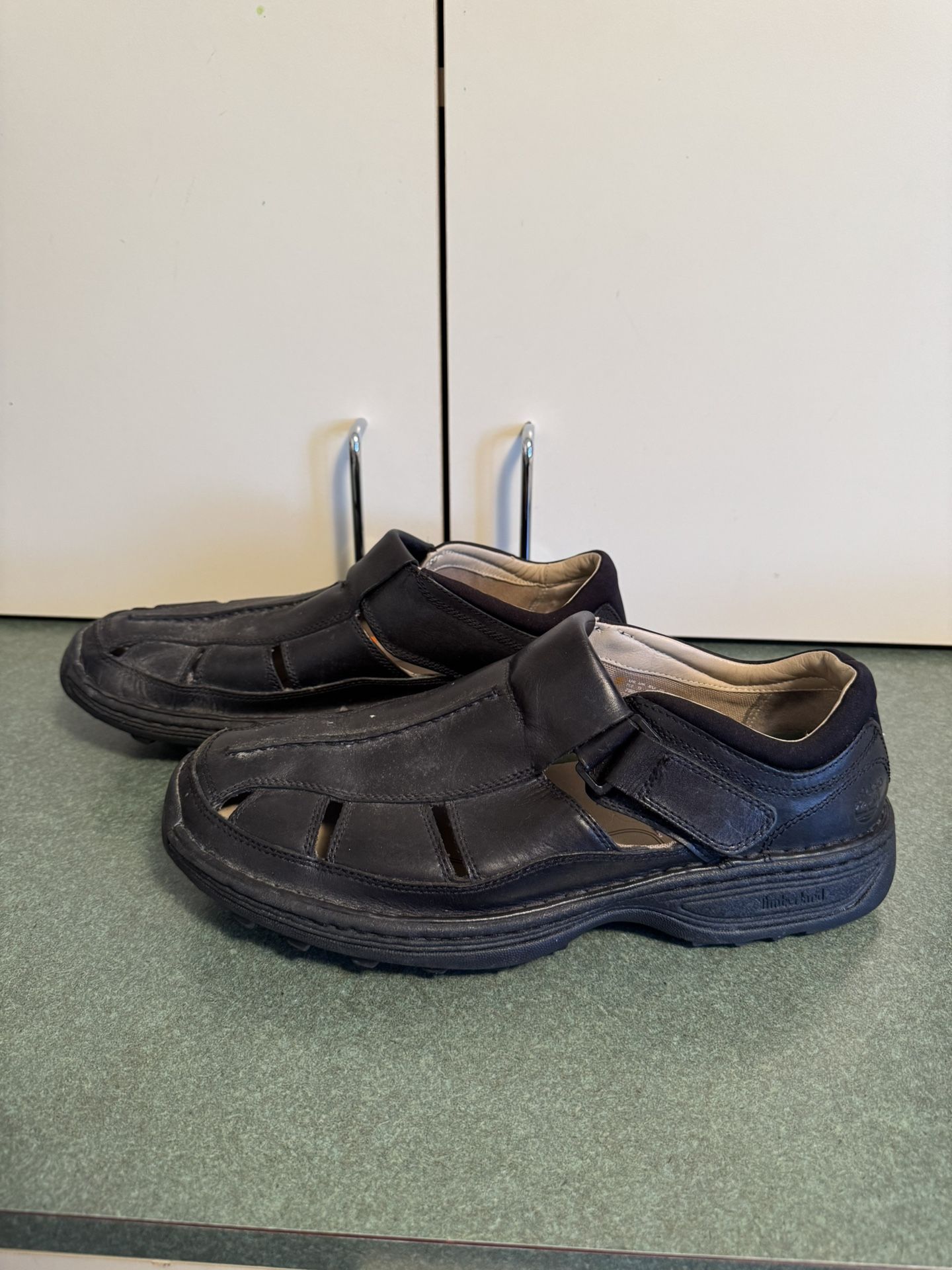 Timberland Black Altamont Fisherman Leather Sandal Smart Comfort Men's Size 11.5