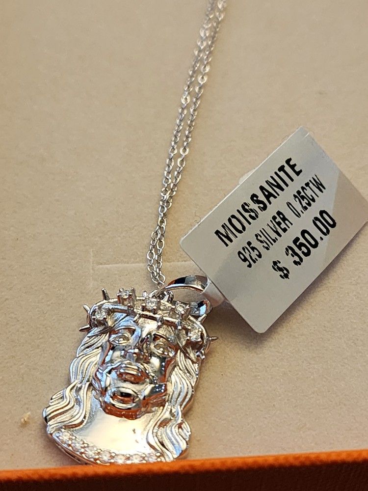 Jesus moissanite pendant