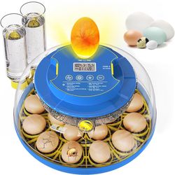 18 Egg Incubators for Hatching Eggs, Chicken Egg Incubator with Automatic Egg Turning & Humidity Control, 360° Viewing, Egg Candler, for Home, Farm, C