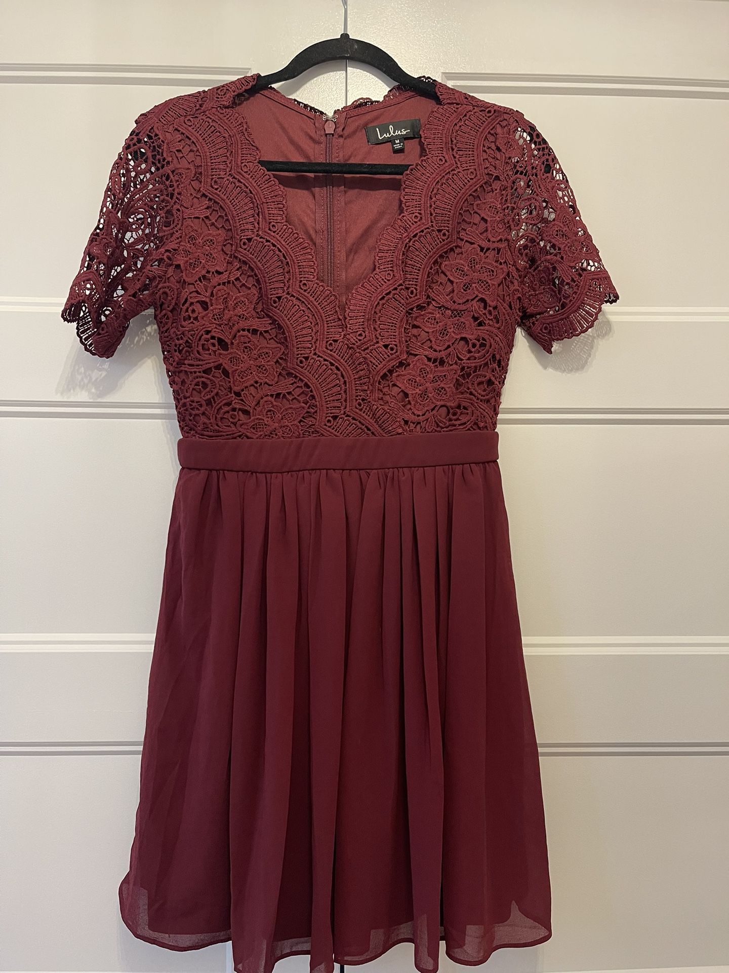 Lulus Angel in Disguise Burgundy Lace Skater Dress Size M