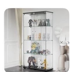 Romona Glass Display Cabinet Curio Cabinet, Bookcase with 4 Shelf Double Door, Black BRAND NEW IN BOX