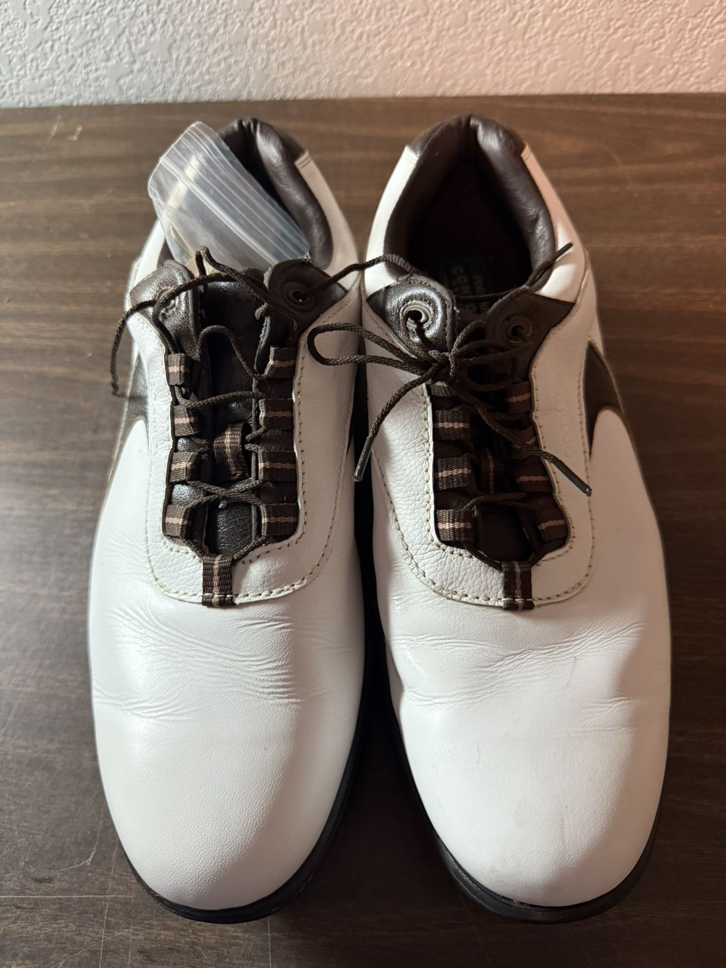 FootJoy Golf Shoes Mens Size 11.5 W White & Brown 54188 Contour Series