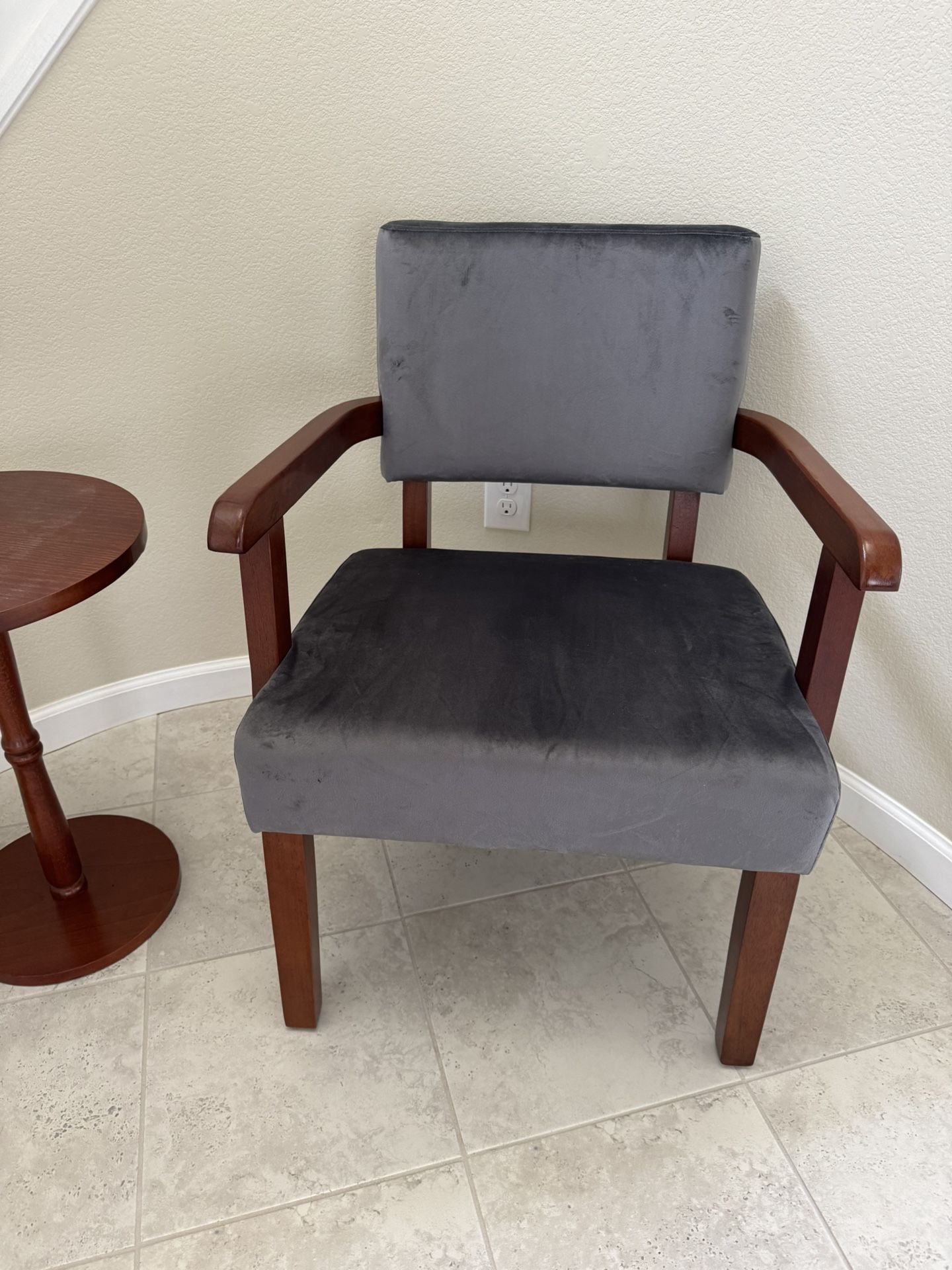 Two Wooden Armchairs with Small Table