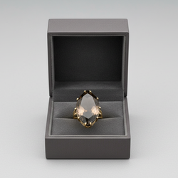 14K Yellow Gold Smokey Quartz Womens Ring