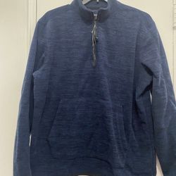 NWT Banana Republic Mens Blue 1/4 Zip Pullover Fleece Sweater Sweatshirt Sz XL