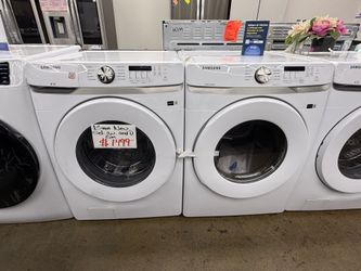 New open box Samsung white front load washer and gas dryer set
