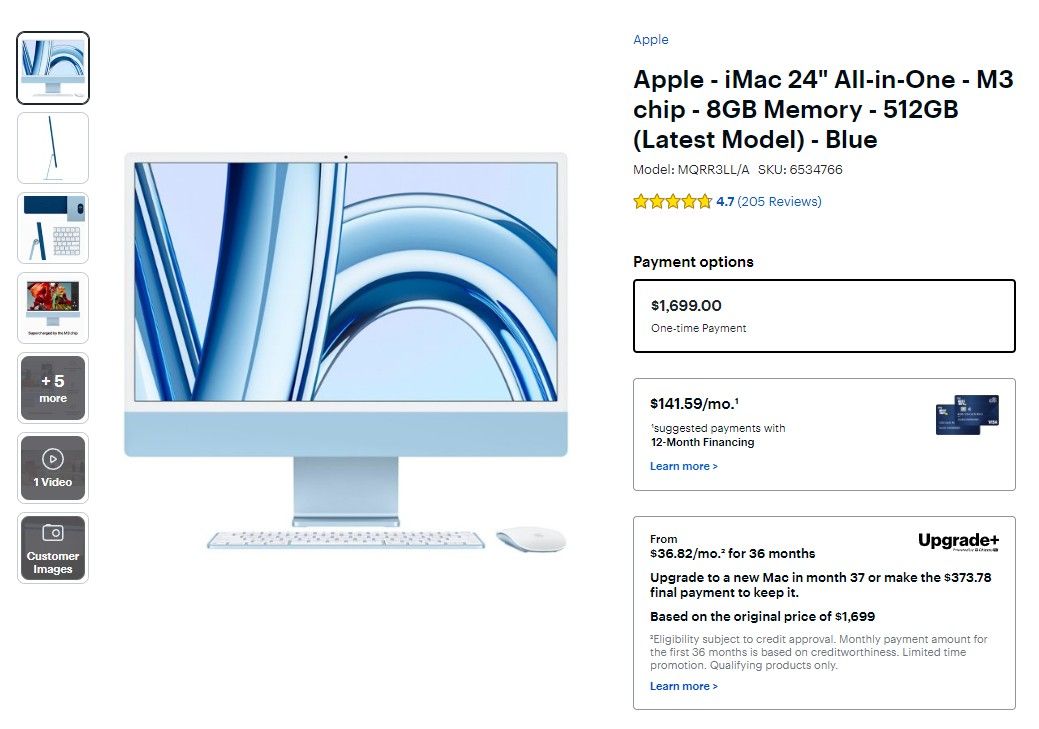 Apple - iMac 24" All-in-One - M3 chip - 8GB Memory - 512GB (Latest Model) - Blue