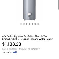 AO Smith Water Heater Propane Brand New In Box HVAC Boiler