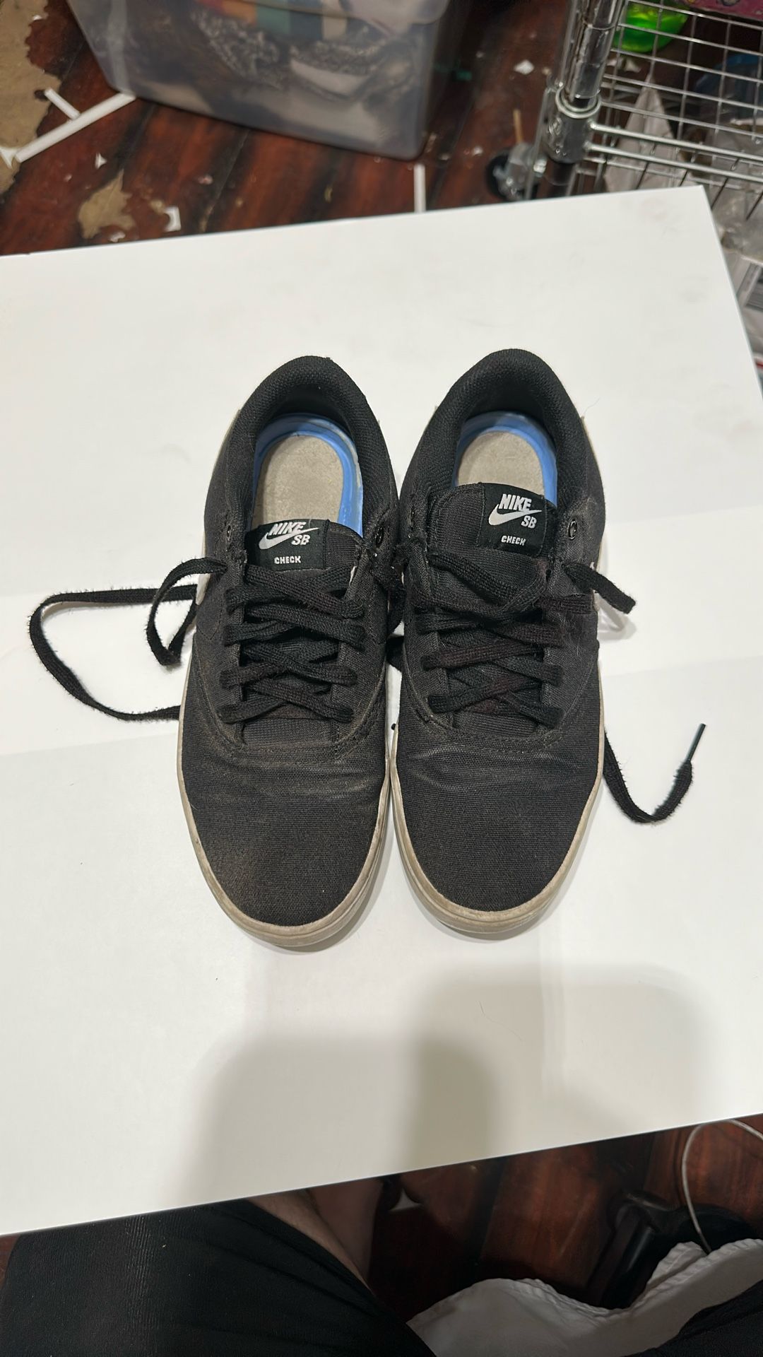 Nike SB Check Solarsoft Black Lace Up Skate Shoes Size 7