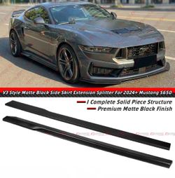 024-26 Ford Mustang V3 Matte Black Side Skirt Extensions