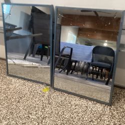 Twin Mid Century Steel Mirrors 