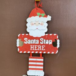 Christmas Santa Claus Hanging Sign Decor Santa Stop Here.