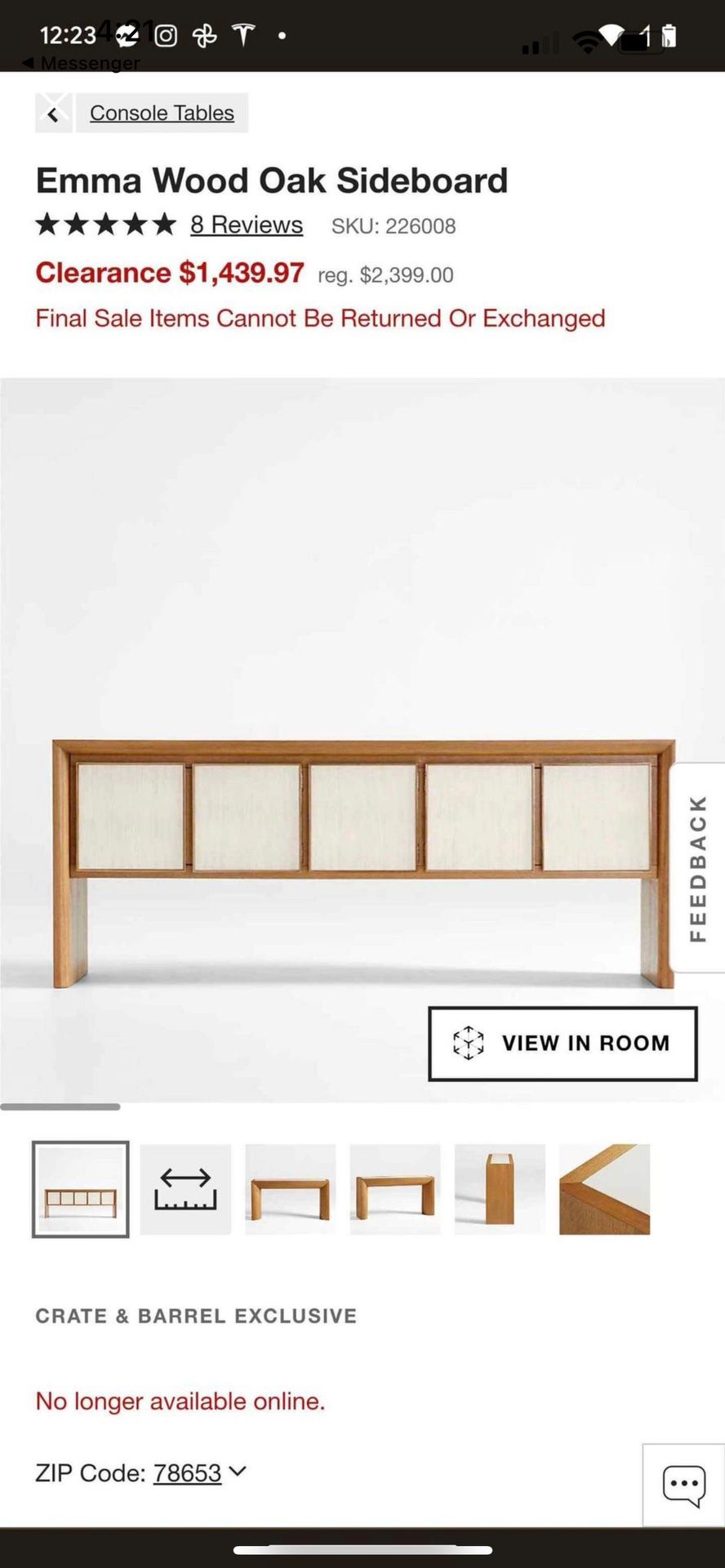 New Crate and Barrel Console