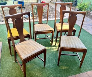 5 Antique T Back Mission Arts Craft Quarter Sawn Tiger Oak Dining Chairs