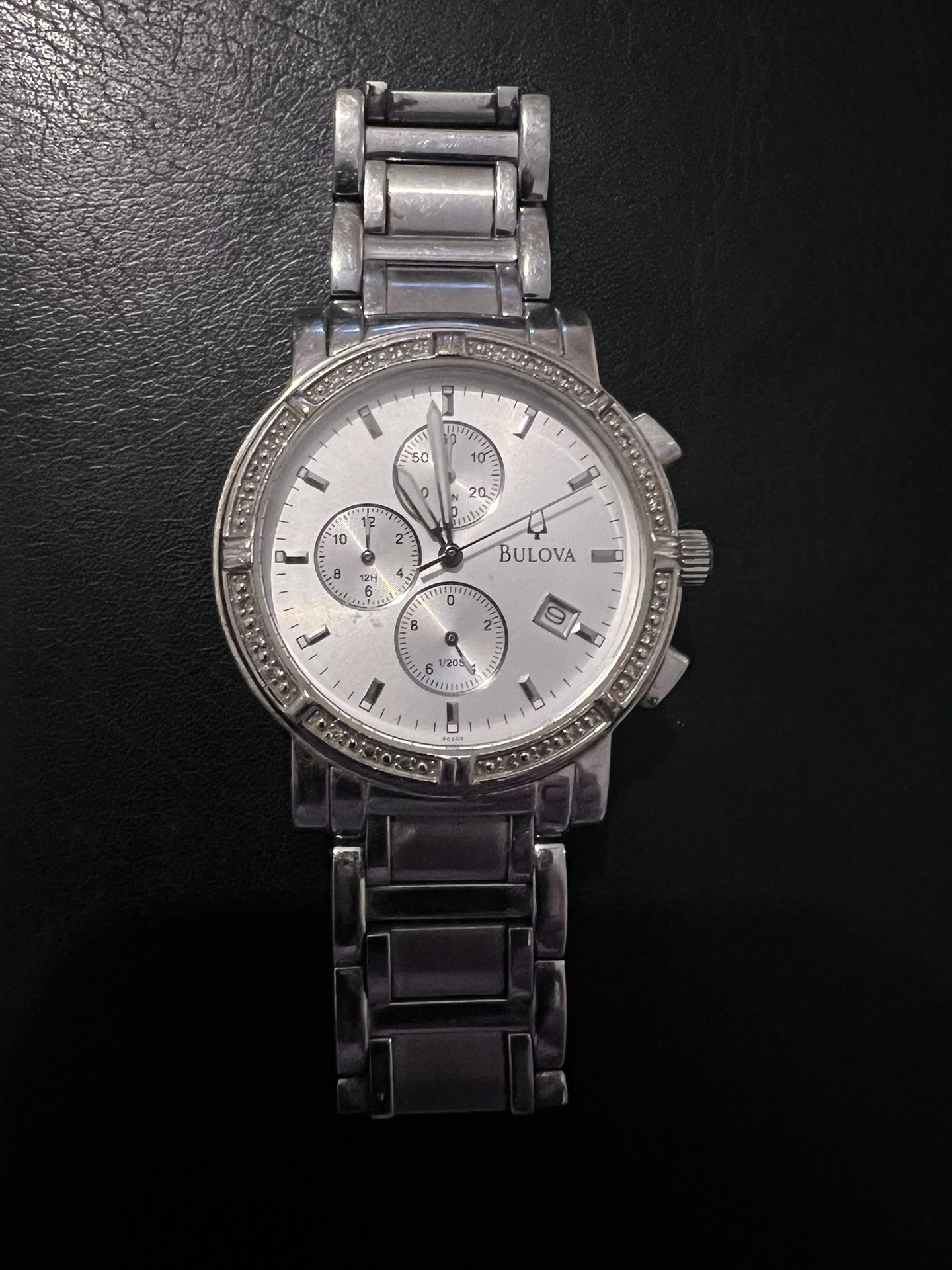 Men’s Bulova Stainless Steel Diamond Bezel Chronograph Watch
