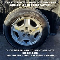 205 65 15 X 4 Tires & Wheels Off Toyota Camry With 5lug 4.5" Lug Nut Bolt Pattern. 