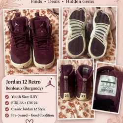 Jordan 12 Bordeaux Size 5.5Y
