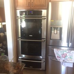 Electrolux double oven and GE microwave