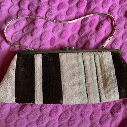 Vintage Santi Beaded And Sequins Clutch With Strap