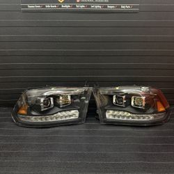 2009 - 2018 Dodge RAM Headlights Black LED NEW