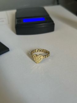 10k gold heart Cuban ring